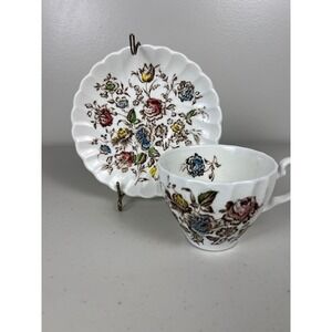 Johnson Bros Staffordshire Bouquet Floral Ironstone Tea Cup Saucer Set Vintage